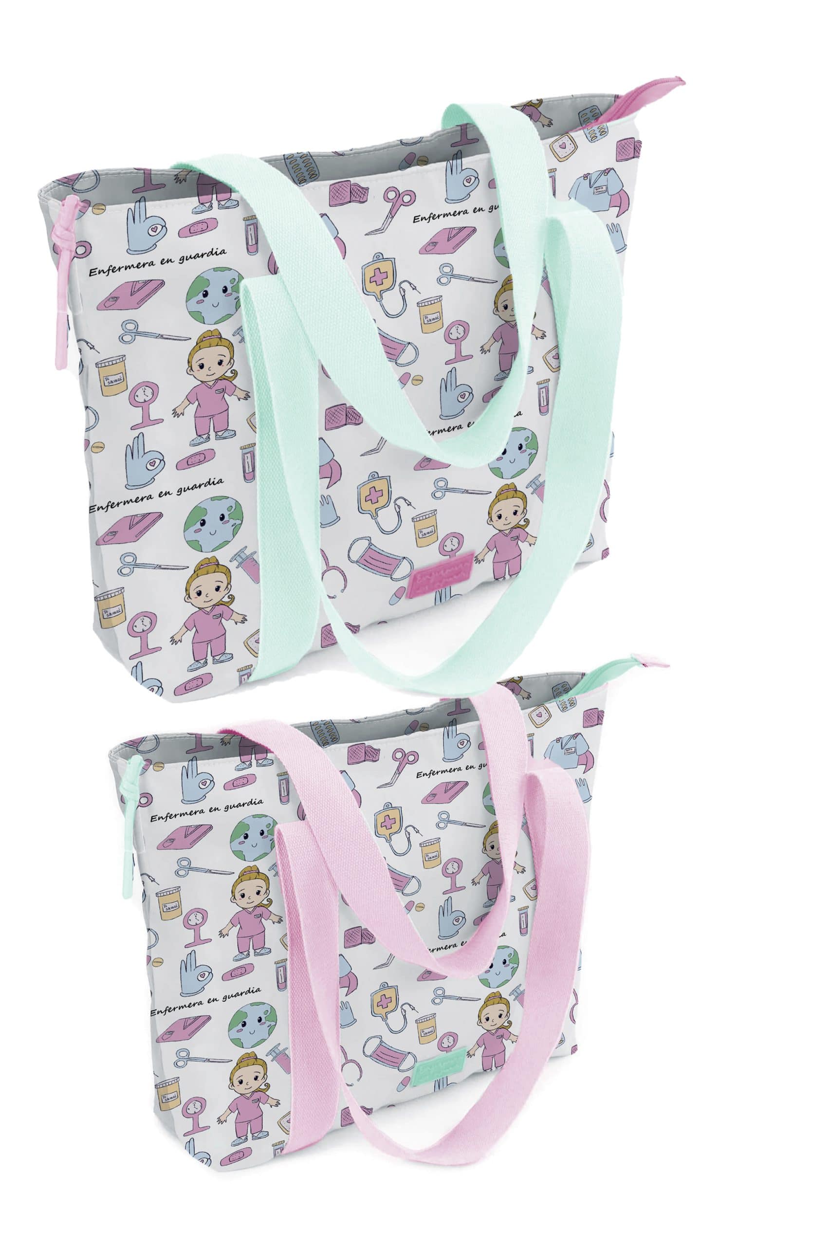 bolso asas rosa y verde TOTE BAG Enfermera - Imagen 6