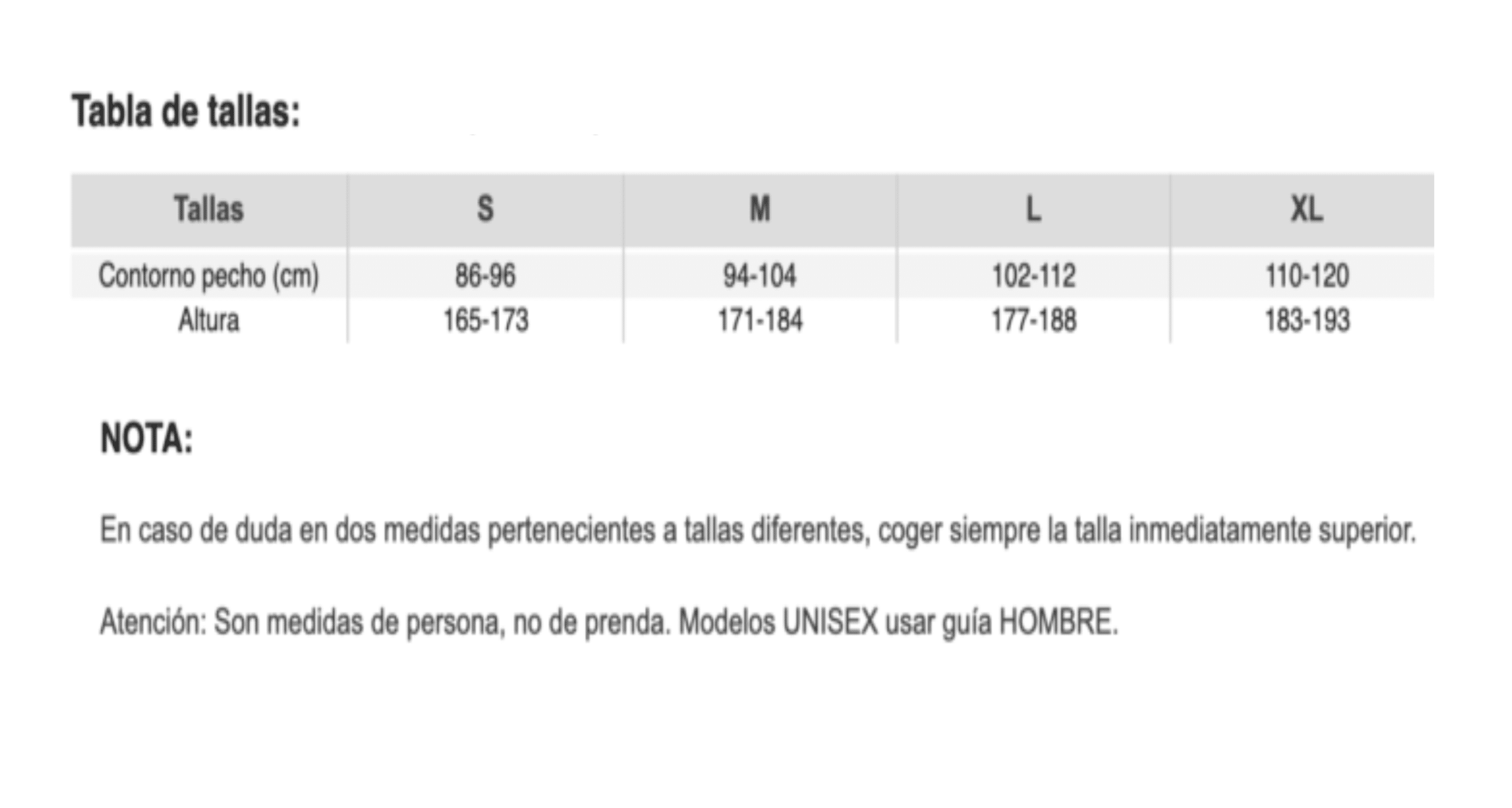 Guia de tallas men Polar ENFERMERO - Imagen 4